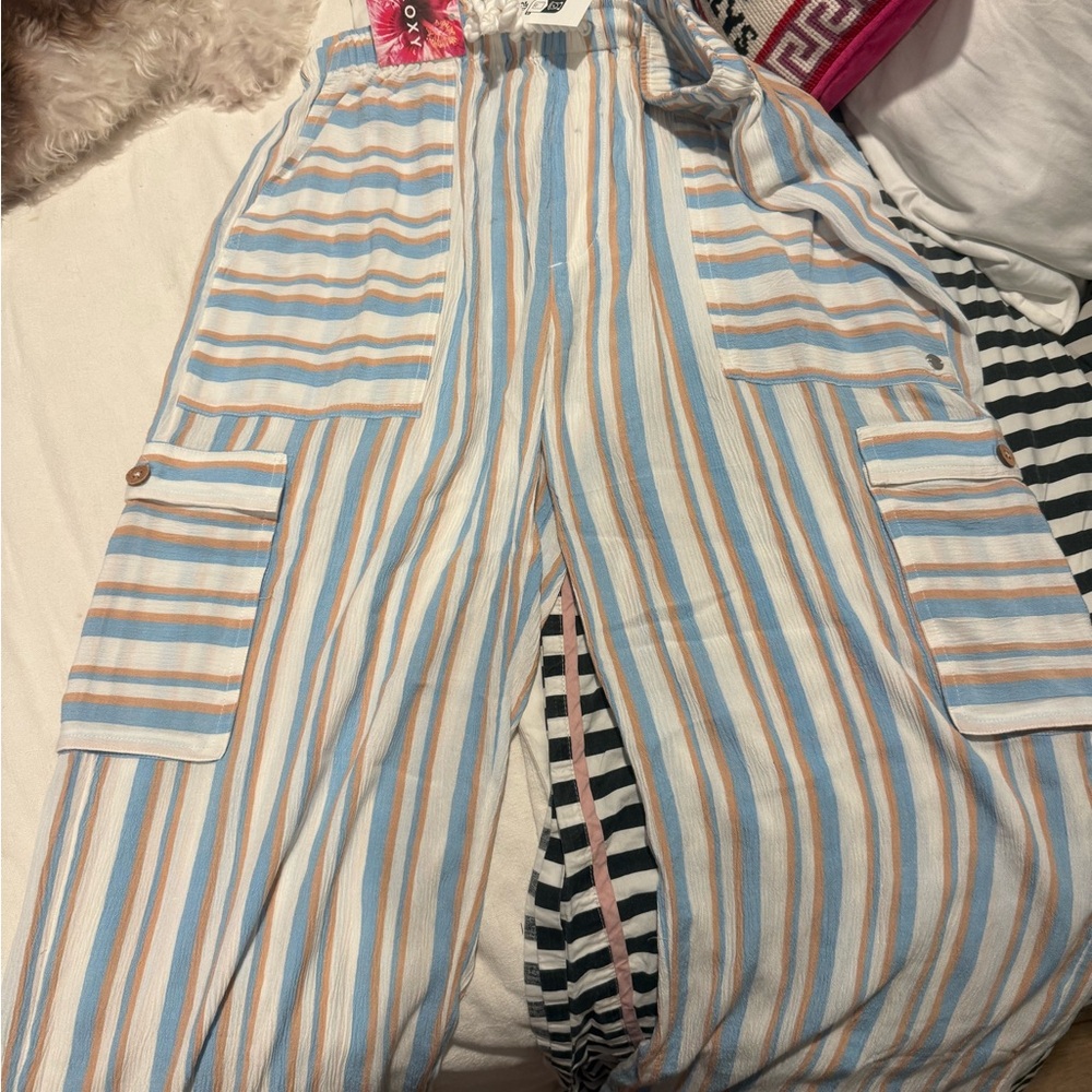 Roxy Blue and White Striped Pants